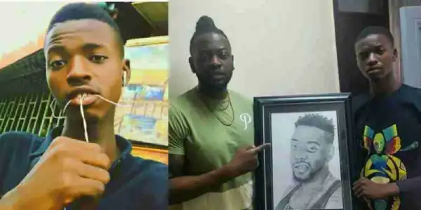 #BBNaija: Young visual artist creates realistic portrait of Teddy-A, Nigerians Respond (Photos)